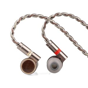 linsoul tinhifi t4 plus 10mm magnetic cnt driver in-ear monitor with n54 circuit, ccaw voice coil, metal case, wood faceplate, detachable silver-copper cable for audiophile musician