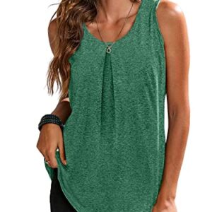 OU MgCE FAST FASHION Womens Activewear Tops Ladies Sleeveless Round Neck Loose Fit Racerback Workout Tank Tops Loose Fit Yoga Clothes Green L