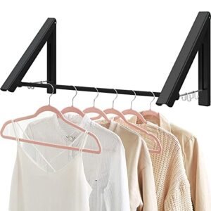 home right clothes drying rack folding with 32" rod, wall mounted drying racks for laundry, foldable laundry dryer hanger, collapsible clothing rack for laundry room, black