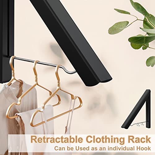 HOME RIGHT Clothes Drying Rack Folding with 32" Rod, Wall Mounted Drying Racks for Laundry, Foldable Laundry Dryer Hanger, Collapsible Clothing Rack for Laundry Room, Black