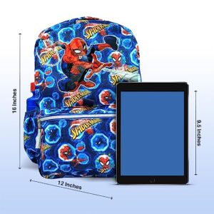 Fast Forward Spiderman Backpack for Boys - 6 Piece Set - Spiderman Backpack with Lunch Box, Perfect for Back to School & Elementary Age