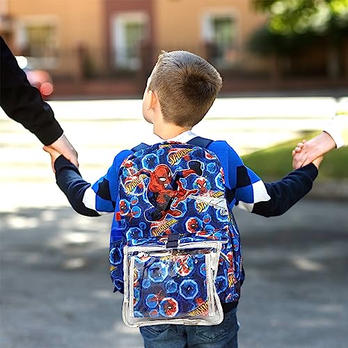 Fast Forward Spiderman Backpack for Boys - 6 Piece Set - Spiderman Backpack with Lunch Box, Perfect for Back to School & Elementary Age