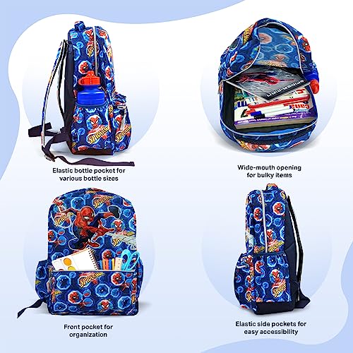 Fast Forward Spiderman Backpack for Boys - 6 Piece Set - Spiderman Backpack with Lunch Box, Perfect for Back to School & Elementary Age