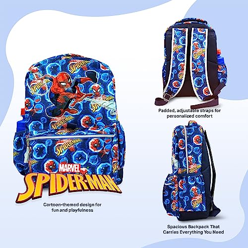 Fast Forward Spiderman Backpack for Boys - 6 Piece Set - Spiderman Backpack with Lunch Box, Perfect for Back to School & Elementary Age