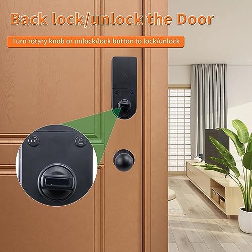 YOSIMIKA Fingerprint Door Lock, Keyless Entry Door Lock with Handles, Door Locks with Keypads, Smart Door Lock, Electronic Keypad Deadbolt, Front Door Lock Handle Sets (Black)