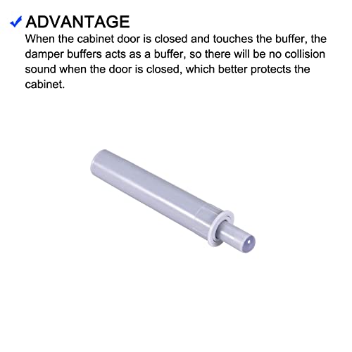 METALLIXITY Damper Buffers Push (2.36"x0.36") 3Pcs, Plastic Cabinet Push Latches Soft Quiet Close - for Door Drawer, Home Decoration, Gray