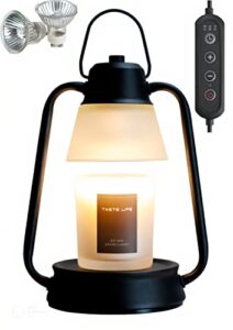 candle warmer lamp - with timer & 2 bulbs, electric scented wax jars melter, warmers for jar candles, heater lamps for candle warming, warm heat melt candle saver, cute night light candle warmer.