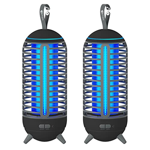 Bug Zapper Outdoor Wireless Mosquito Zapper Indoor Portable Camping Bug Zapper 2500mAh Electric Trap Ideal for Fly Traps (Black 2 Pack)