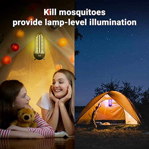 Bug Zapper Outdoor Wireless Mosquito Zapper Indoor Portable Camping Bug Zapper 2500mAh Electric Trap Ideal for Fly Traps (Black 2 Pack)