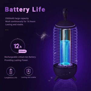 Bug Zapper Outdoor Wireless Mosquito Zapper Indoor Portable Camping Bug Zapper 2500mAh Electric Trap Ideal for Fly Traps (Black 2 Pack)