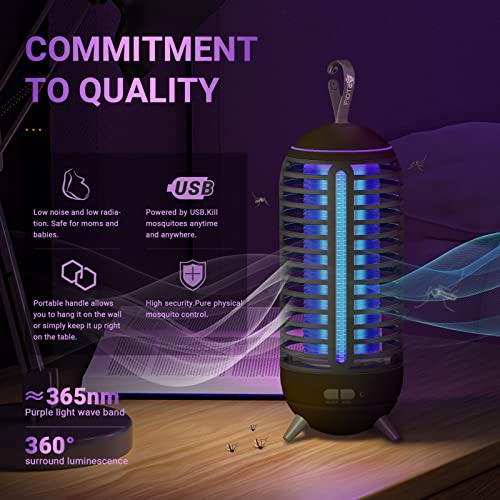 Bug Zapper Outdoor Wireless Mosquito Zapper Indoor Portable Camping Bug Zapper 2500mAh Electric Trap Ideal for Fly Traps (Black 2 Pack)