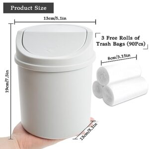 Dotbengc Mini Desk Trash Can with 90 Trash Bags, Small Garbage Can, Countertop Trash Can, Tiny Waste Basket for Bathroom Desktop Bedroom Kitchen Office Table