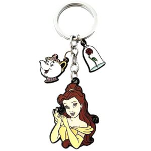 hbswui beauty beast princess keychain for girls and women