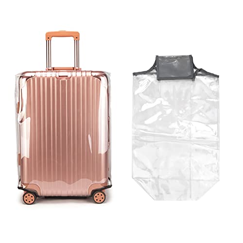 Mulaibdin PVC Luggage Cover, Waterproof Suitcase Cover, Clear Luggage Cover for Suitcase TSA Approved, Dustproof Travel Luggage Sleeve Protector for Wheeled Luggage (28 inch)