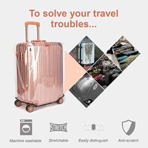 Mulaibdin PVC Luggage Cover, Waterproof Suitcase Cover, Clear Luggage Cover for Suitcase TSA Approved, Dustproof Travel Luggage Sleeve Protector for Wheeled Luggage (28 inch)