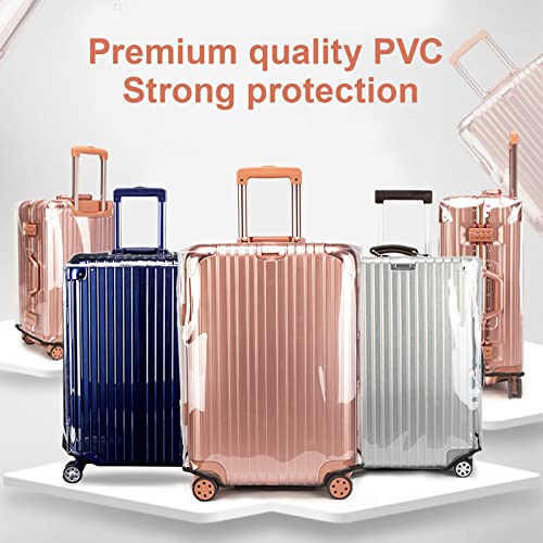 Mulaibdin PVC Luggage Cover, Waterproof Suitcase Cover, Clear Luggage Cover for Suitcase TSA Approved, Dustproof Travel Luggage Sleeve Protector for Wheeled Luggage (28 inch)