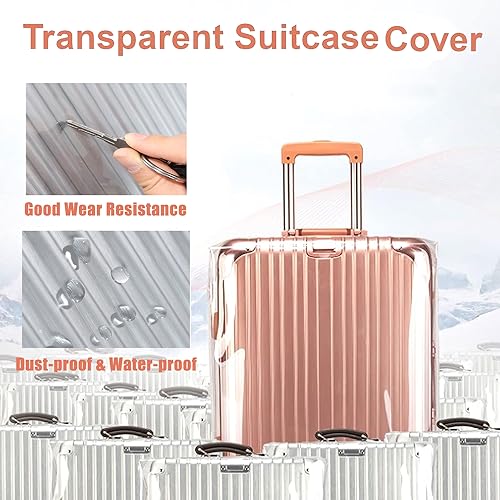 Mulaibdin PVC Luggage Cover, Waterproof Suitcase Cover, Clear Luggage Cover for Suitcase TSA Approved, Dustproof Travel Luggage Sleeve Protector for Wheeled Luggage (28 inch)