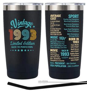 henghere 30th birthday gifts for men women, 30 year old birthday gift, thirty birthday present, happy birthday tumbler cup gifts（black）
