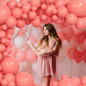 Coral Red Balloon Arch Kit, Thickened 100Pcs Red Balloons Different Sizes 18/12/5 Inch for Birthday Party Graduation Bachelorette Anniversary Wedding Gender Reveal Baby Shower Decorations Supplies