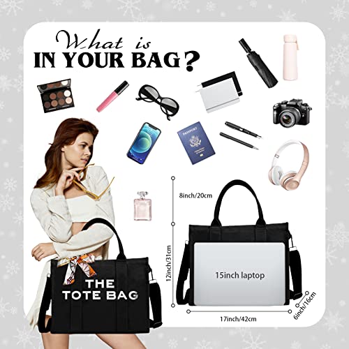 Canvas Tote Bags for Women Handbag Tote Purse with Zipper Canvas Crossbody Bag, Premium Quality and Designed in the USA Large