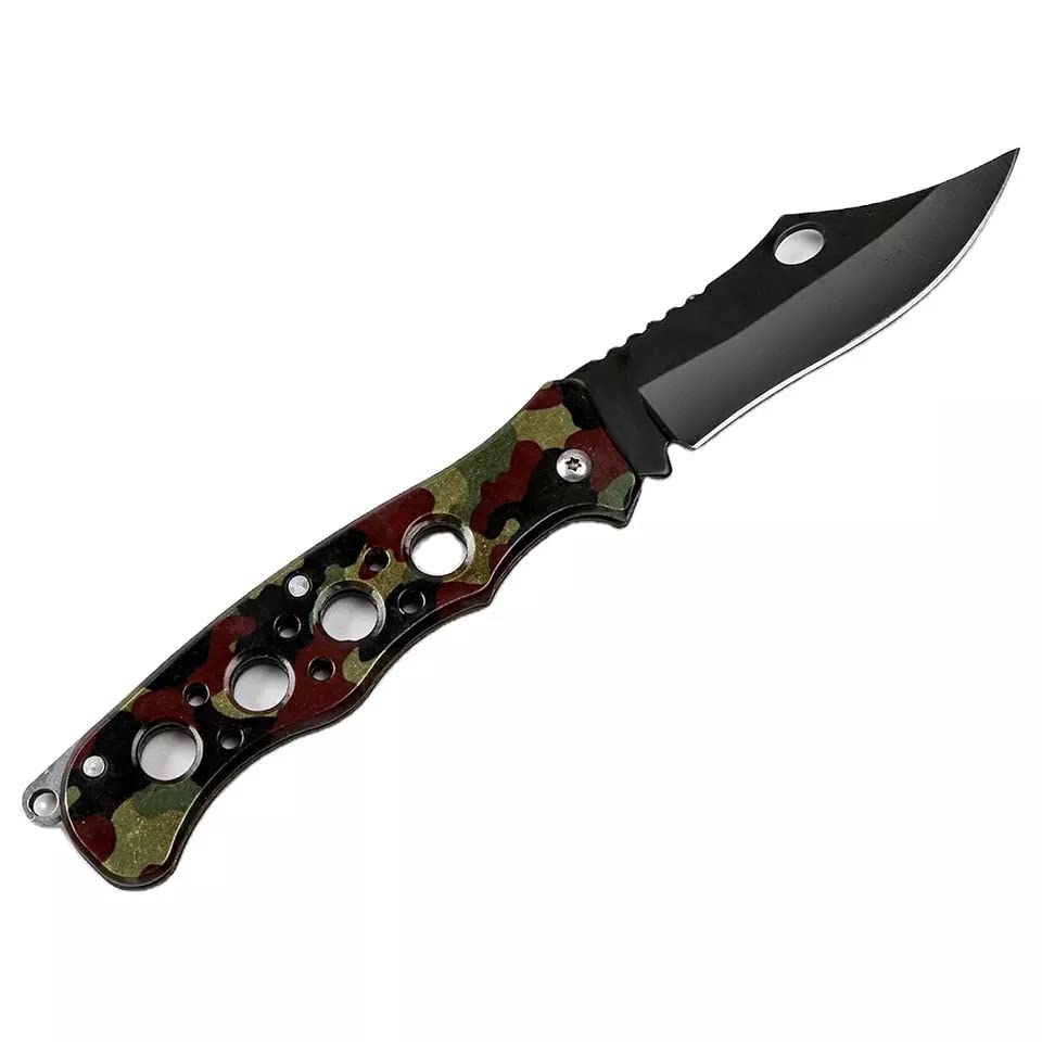 JNEPro Camo Knife | Stainless Steel Blade and Handle | Non-Linear Locking Folding Knife | Pocket Knife | Camouflage | Thin and Lightweight | EDC | Outdoor and Tactical | 3 inch Blade