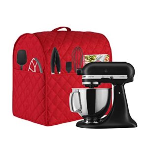 Stand Mixer Cover compatible with Kitchenaid Mixer, Fits All Tilt Head & Bowl Lift Models with 3 Organizer Bag for Accessories. (Red, For Tilt Head 4.5-5 Quart)