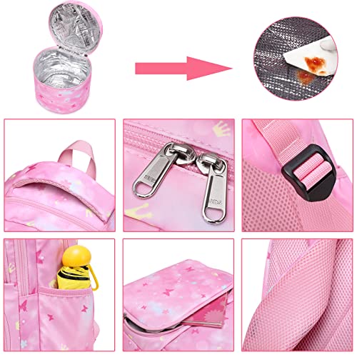Sunborls Kawaii Backpack Cute Butterfly Exterior Teen Girls School Bookbag with Lunch Pail Pencil Case 3pcs（Pink）