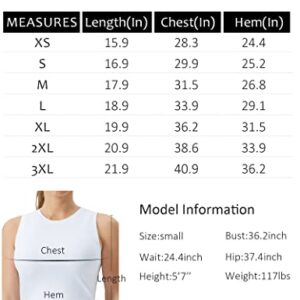 THE GYM PEOPLE Women's Workout Crop Tops Sleeveless Yoga Running Shirts Athletic Tank Top No Padding White