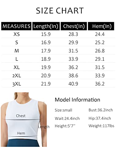 THE GYM PEOPLE Women's Workout Crop Tops Sleeveless Yoga Running Shirts Athletic Tank Top No Padding White