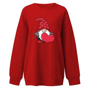 Heart Print Sweater for Women Y2k Winter Clothes Suetas Team Queso Eyelash Sweaters Womens Summer Sweaters Cloth Sets for Women Valentine T Shirt Red