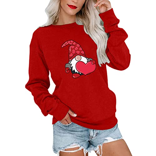 Heart Print Sweater for Women Y2k Winter Clothes Suetas Team Queso Eyelash Sweaters Womens Summer Sweaters Cloth Sets for Women Valentine T Shirt Red