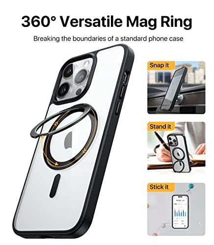 andobil Designed for iPhone 14 Pro Case - Compatible with Magsafe - 360° Rotatable Ring Stand - Shockproof Kickstand Slim Thin Phone Case for iPhone 14 Pro - [2023 EasyRelax Series] - Clear
