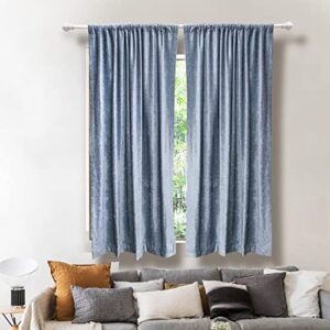 esehana velvet curtains for small windows blackout and noise reducing holiday decorative drapes for living room bedroom (grey blue, 52 * 63)