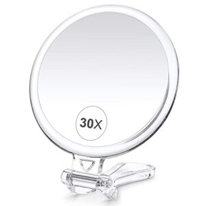 b beauty planet magnifying mirror, 30x hand mirror with handle for travel magnifying mirror, handheld magnifying mirror with double side 30x/1x magnification, 30x handheld mirror for eyes makeup 5 in