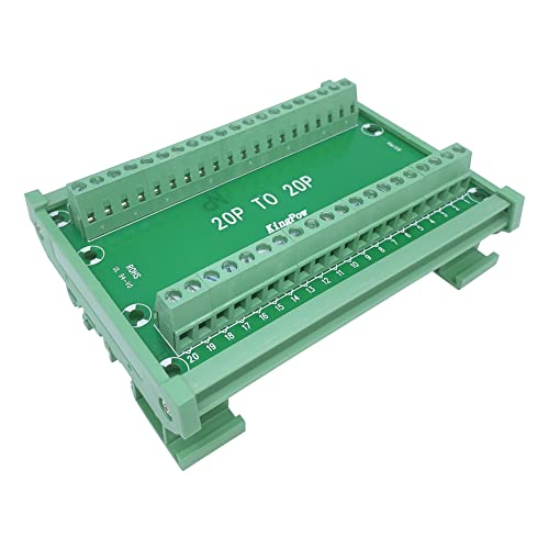 Jienk DIN Rail Mount 10A 300V 20Position 20P to 20P Screw Terminal Block Distribution Module