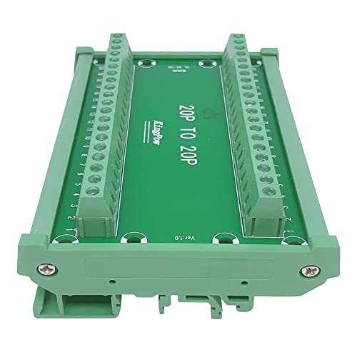 Jienk DIN Rail Mount 10A 300V 20Position 20P to 20P Screw Terminal Block Distribution Module