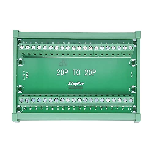 Jienk DIN Rail Mount 10A 300V 20Position 20P to 20P Screw Terminal Block Distribution Module