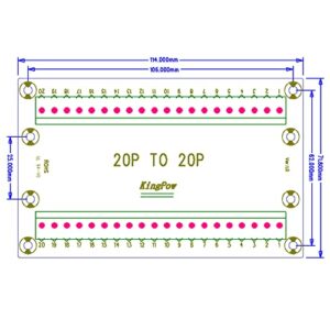 Jienk DIN Rail Mount 10A 300V 20Position 20P to 20P Screw Terminal Block Distribution Module