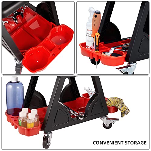 FENG PAI Detailing Seat - Car Heavy Duty Rolling Seat and Rolling Garage Stool, Mechanics Rolling Stool, Creeper Seat for Auto Repair Shop and Work Platform