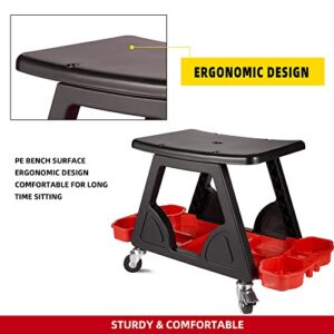 FENG PAI Detailing Seat - Car Heavy Duty Rolling Seat and Rolling Garage Stool, Mechanics Rolling Stool, Creeper Seat for Auto Repair Shop and Work Platform