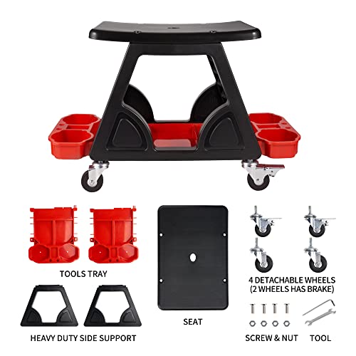 FENG PAI Detailing Seat - Car Heavy Duty Rolling Seat and Rolling Garage Stool, Mechanics Rolling Stool, Creeper Seat for Auto Repair Shop and Work Platform