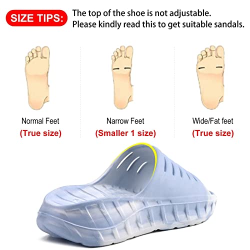 GPOS Mens Sport Recovery Sandals Plantar Fasciitis Arch Support Thick Cushion Slides Sandals Lightweight Comfort Orthotic Open Toe Slippers Camo-BlueWhite Size 9