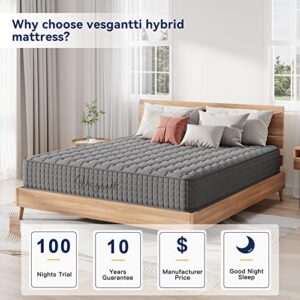 Vesgantti 8 Inch Multilayer Hybrid Twin Mattress - Multiple Sizes & Styles Available, Ergonomic Design with Memory Foam and Pocket Spring, Medium Firm Feel, Grey