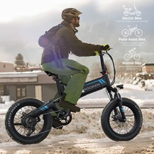 TotGuard Electric Bike,20" x4.0 Fat Tire Electric Bike for Adults,500W 20MPH Foldable Ebike,48V 10Ah Removable Battery, Snow Beach Mountain Electric Bicycle with Dual Shock Absorber, Shimano 7-Speed