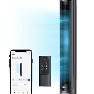 Dreo Smart Tower Fan for Bedroom, Standing Fans for Indoors, 90° Oscillating, 26ft/s Velocity Quiet Floor Fan with Remote, 8H Timer, Voice Control Bladeless Fans for Indoors, Works with Alexa