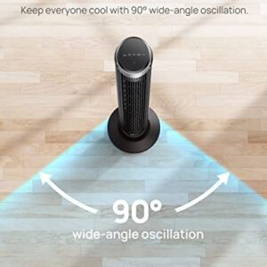 Dreo Smart Tower Fan for Bedroom, Standing Fans for Indoors, 90° Oscillating, 26ft/s Velocity Quiet Floor Fan with Remote, 8H Timer, Voice Control Bladeless Fans for Indoors, Works with Alexa