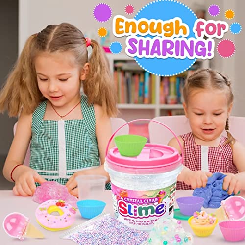 60 FL OZ Clear Slime Kit for Girls: Big Slime Bucket for Kids, Premade Crystal Slime with 35 Pack Slime Accessories, Birthday Gifts for Girls 6-12, Fun DIY Slime, Party Favors Slime Toys