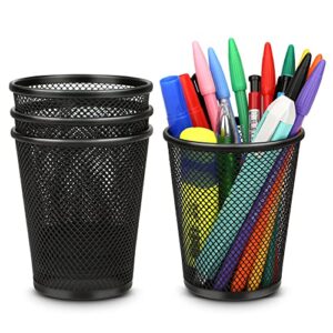 Smgmg Pen Holder for Desk, Pencil Holder for Desk, 4 Pack Pencil Cup for Pen, Mesh Metal Pen Organizer for Desk Black, Desk Pen Holder