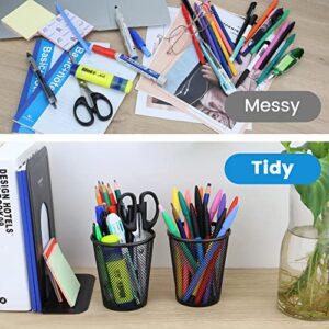 Smgmg Pen Holder for Desk, Pencil Holder for Desk, 4 Pack Pencil Cup for Pen, Mesh Metal Pen Organizer for Desk Black, Desk Pen Holder