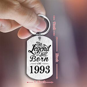 Yobent 30th Birthday Gifts for Him Men 1993, Happy 30th Birthday Keychain, 30 Year Old Birthday Gifts for Her Women，The Legend was Born in 1993